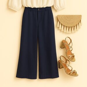 Boston Proper Navy Wide-Leg Pants